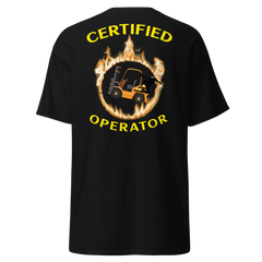 Forklift Ninja in Flames Certified Forklift Operator GY Classic tee