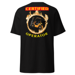 Forklift Ninja in Flames, Certified Forklift Operator GY Classic tee