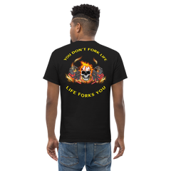 Twin Forklift Skull in Flames, You Don't Fork Life, Life Forks You BRY Classic tee