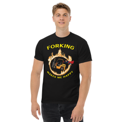 Forklift Superhero in Flames Forking Makes Me Happy GY Classic tee