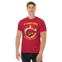 Forklift Superhero in Flames Forking Makes Me Happy GY Classic tee