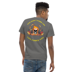 Twin Forklift Skull in Flames, You Don't Fork Life, Life Forks You BRY Classic tee