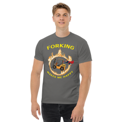 Forklift Superhero in Flames Forking Makes Me Happy GY Classic tee