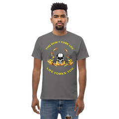 Twin Forklift Skull In, You Don't Fork Life, Life Forks You YY Classic tee