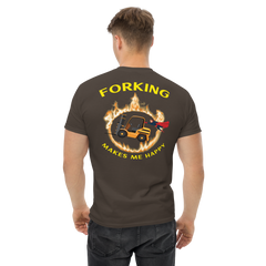 Forklift Superhero in Flames Forking Makes Me Happy GY Classic tee