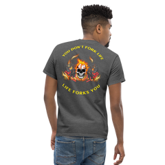 Twin Forklift Skull in Flames, You Don't Fork Life, Life Forks You BRY Classic tee