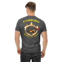 Forklift Superhero in Flames Forking Makes Me Happy GY Classic tee