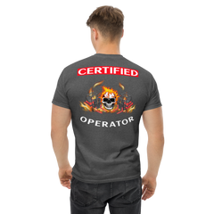 Twin Forklift Skull Flames In, Certified Forklift Operator RW Classic tee