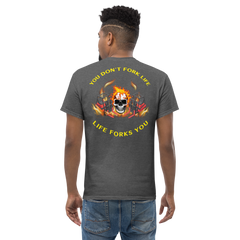 Twin Forklift Skull in Flames, You Don't Fork Life, Life Forks You BRY Classic tee