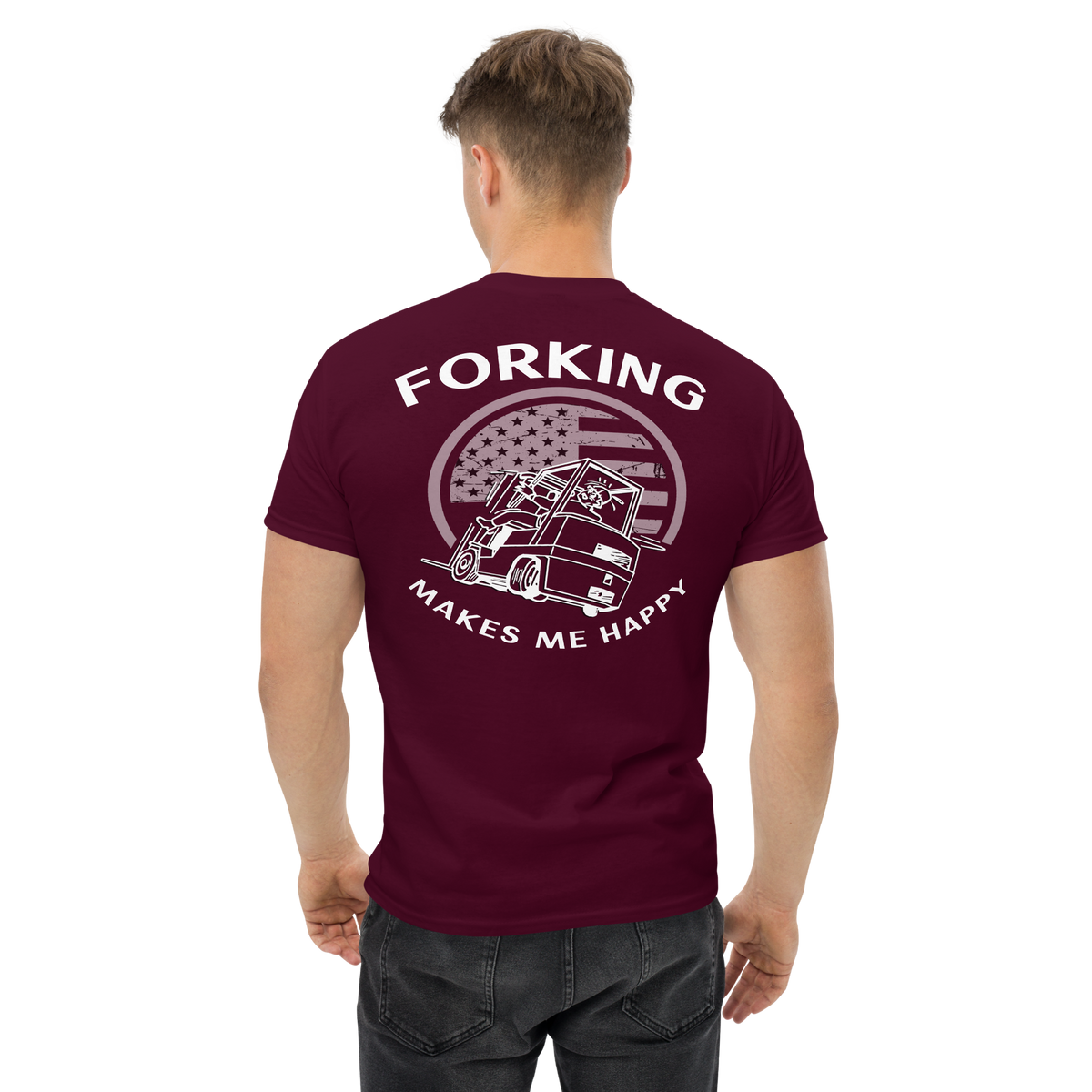 Vintage American Forklift, Forking Makes Me Happy BWW Classic tee