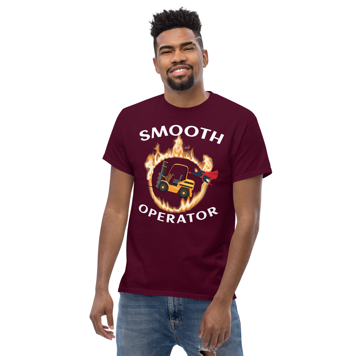 Forklift Superhero in Flames Smooth Operator GW Classic tee