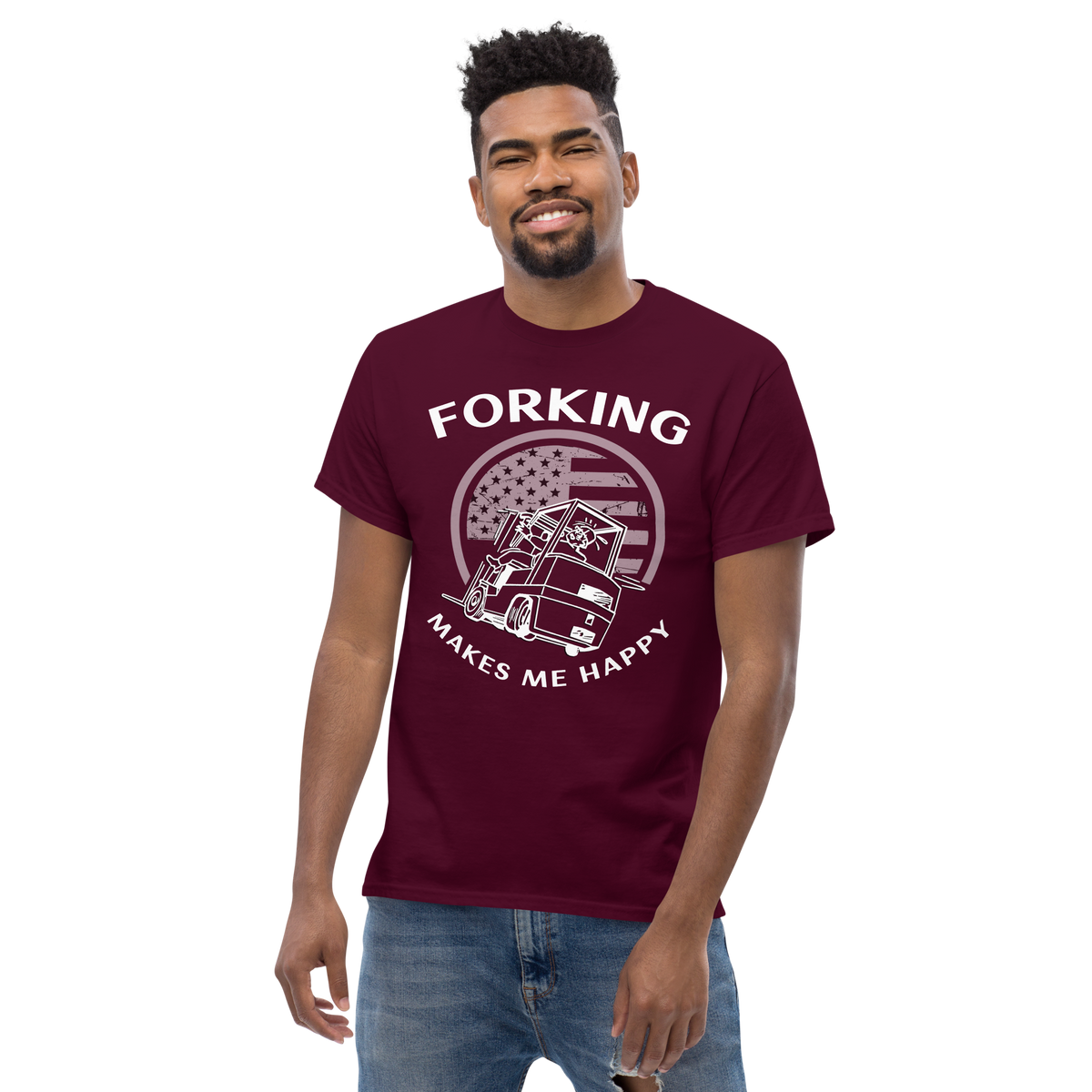 Vintage American Forklift, Forking Makes Me Happy WW Classic tee