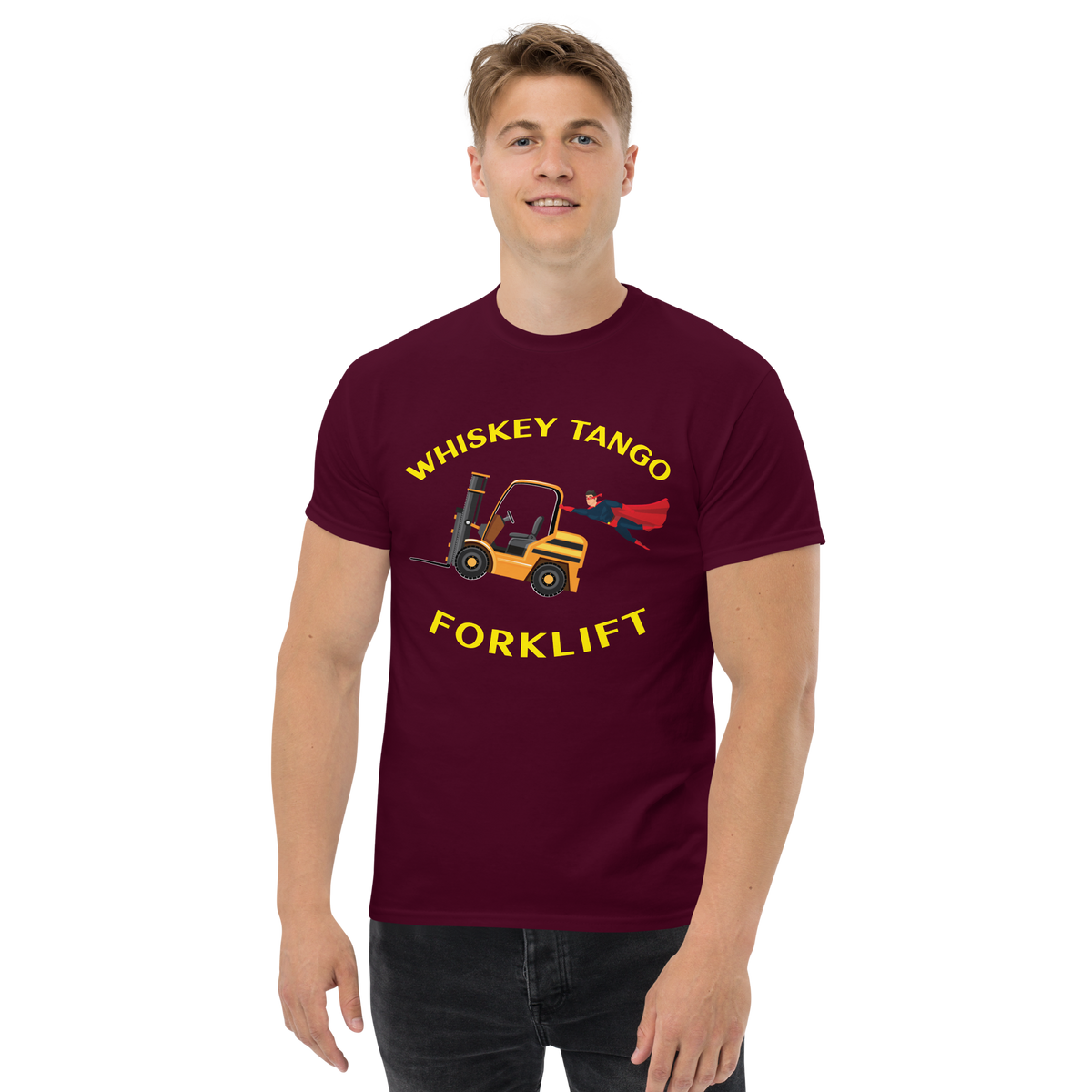 Forklift Superhero Whiskey Tango Forklift GY Classic tee