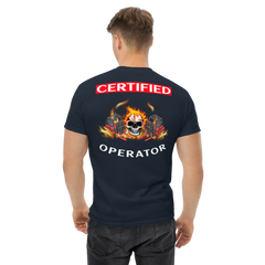 Twin Forklift Skull Flames In, Certified Forklift Operator RW Classic tee