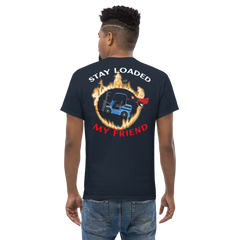 Forklift Superhero in Flames, Stay Loaded My Friend BWBR Classic tee