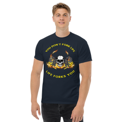 Twin Forklift Skull In, You Don't Fork Life, Life Forks You YY Classic tee