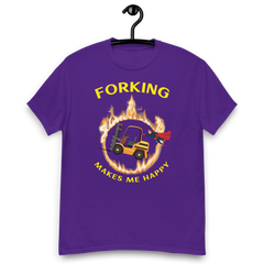 Forklift Superhero in Flames Forking Makes Me Happy GY Classic tee