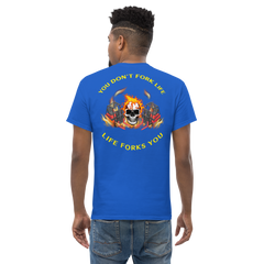 Twin Forklift Skull in Flames, You Don't Fork Life, Life Forks You BRY Classic tee