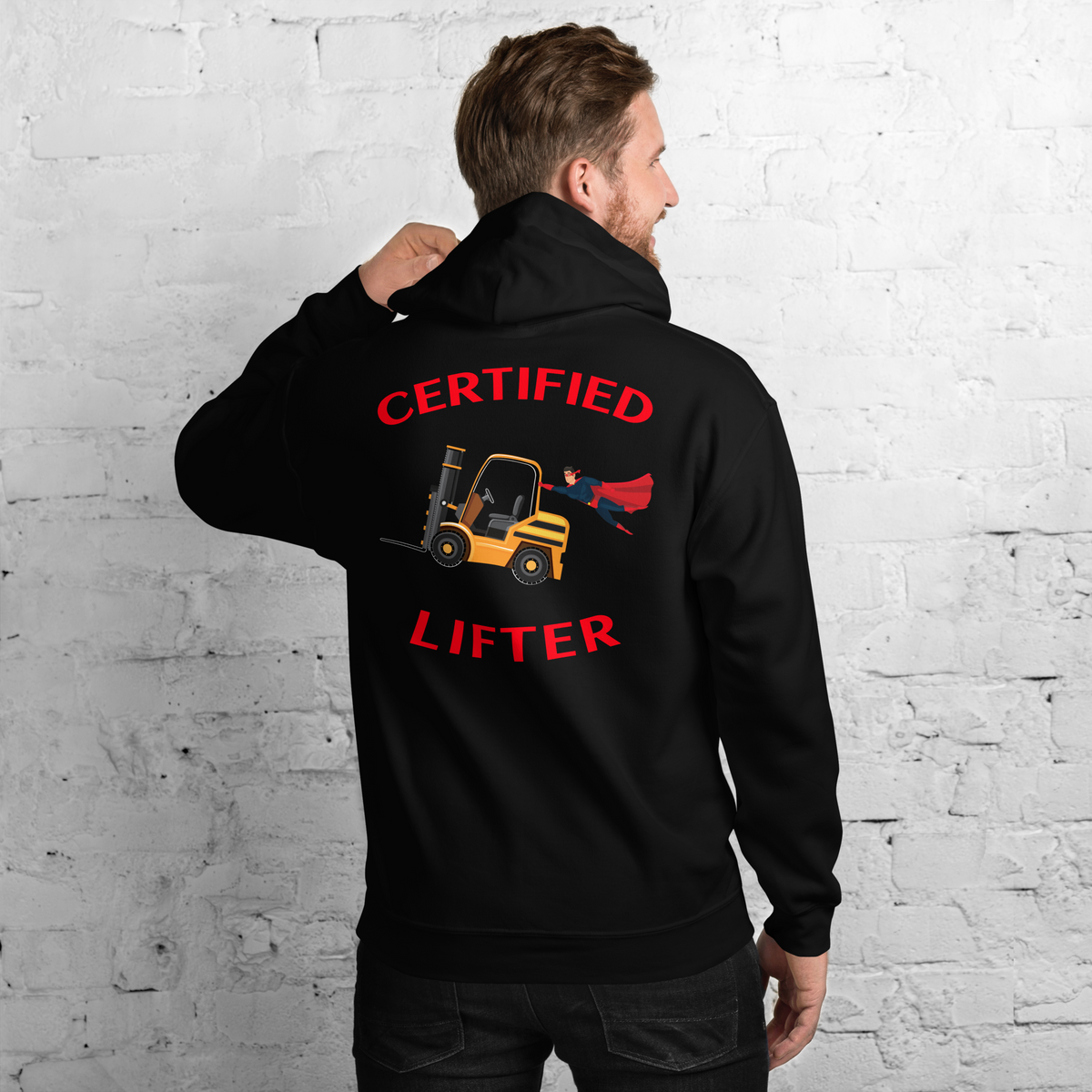 Forklift Superhero Certified Forklift Lifter GR Unisex Hoodie