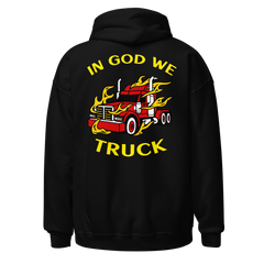 Trucker In Flames In God We Truck RY Unisex Hoodie