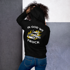 Trucker in Flames In God We Truck WW Unisex Hoodie