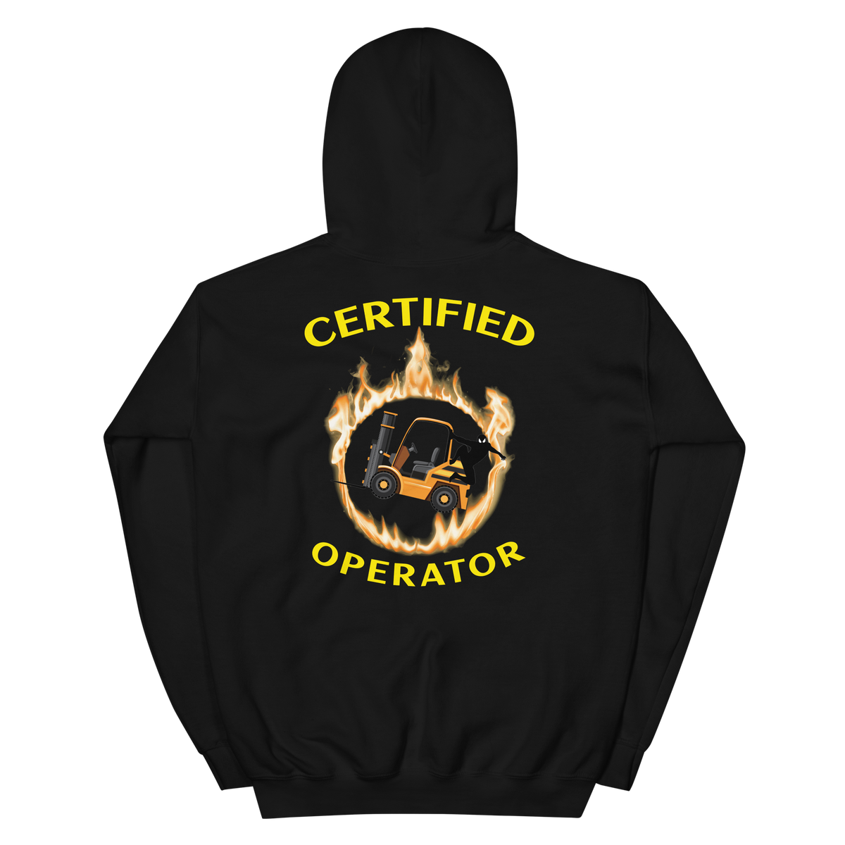 Forklift Ninja in Flames, Certified Forklift Operator GY Unisex Hoodie