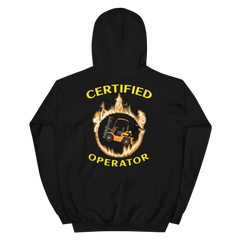 Forklift Ninja in Flames, Certified Forklift Operator GY Unisex Hoodie