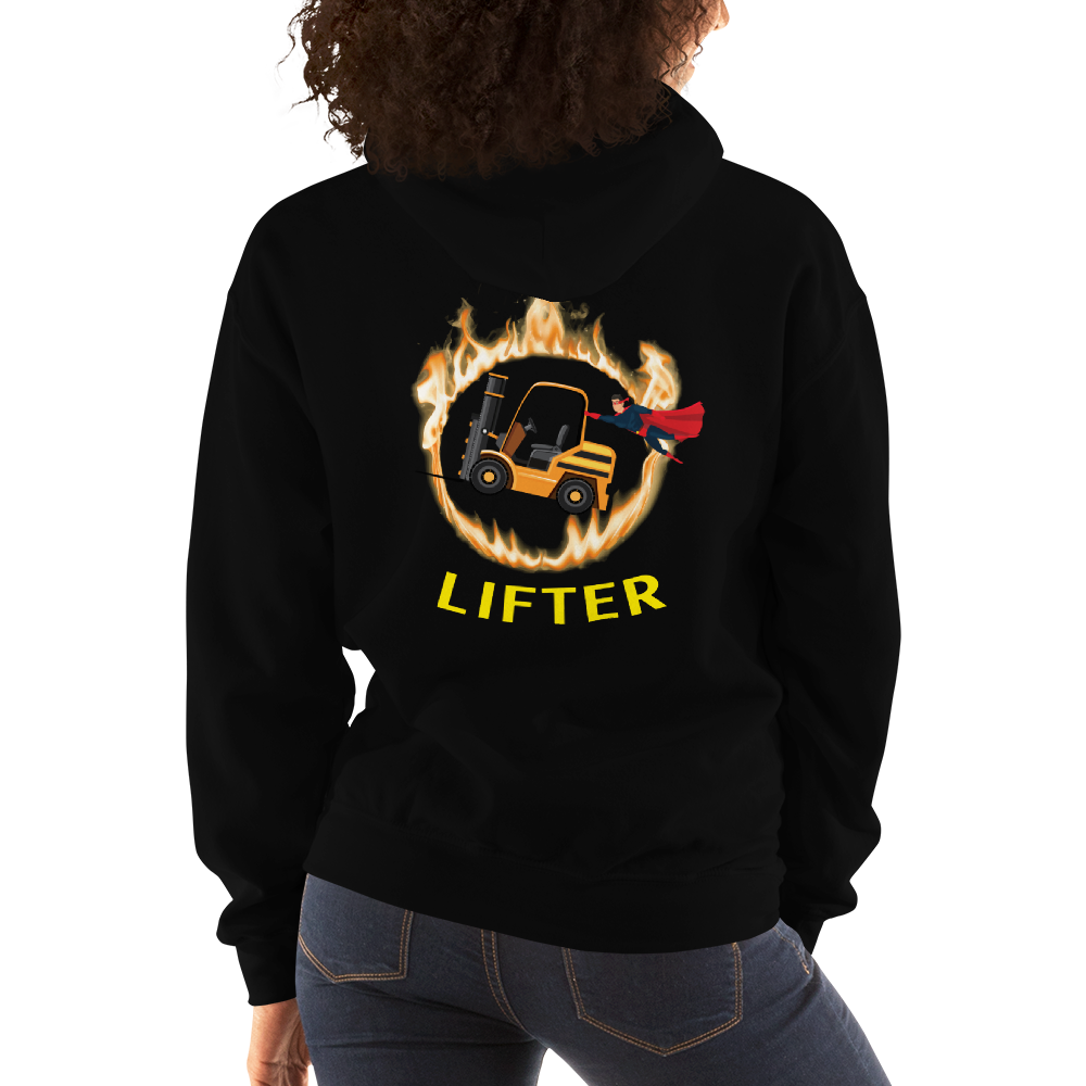 Forklift Superhero in Flames Pro Lifter GY Unisex Hoodie