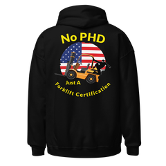 American Forklift Ninja, No PHD Just A Forklift Certification GY Unisex Hoodie