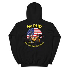 American Forklift Ninja, No PHD Just A Forklift Certification GY Unisex Hoodie