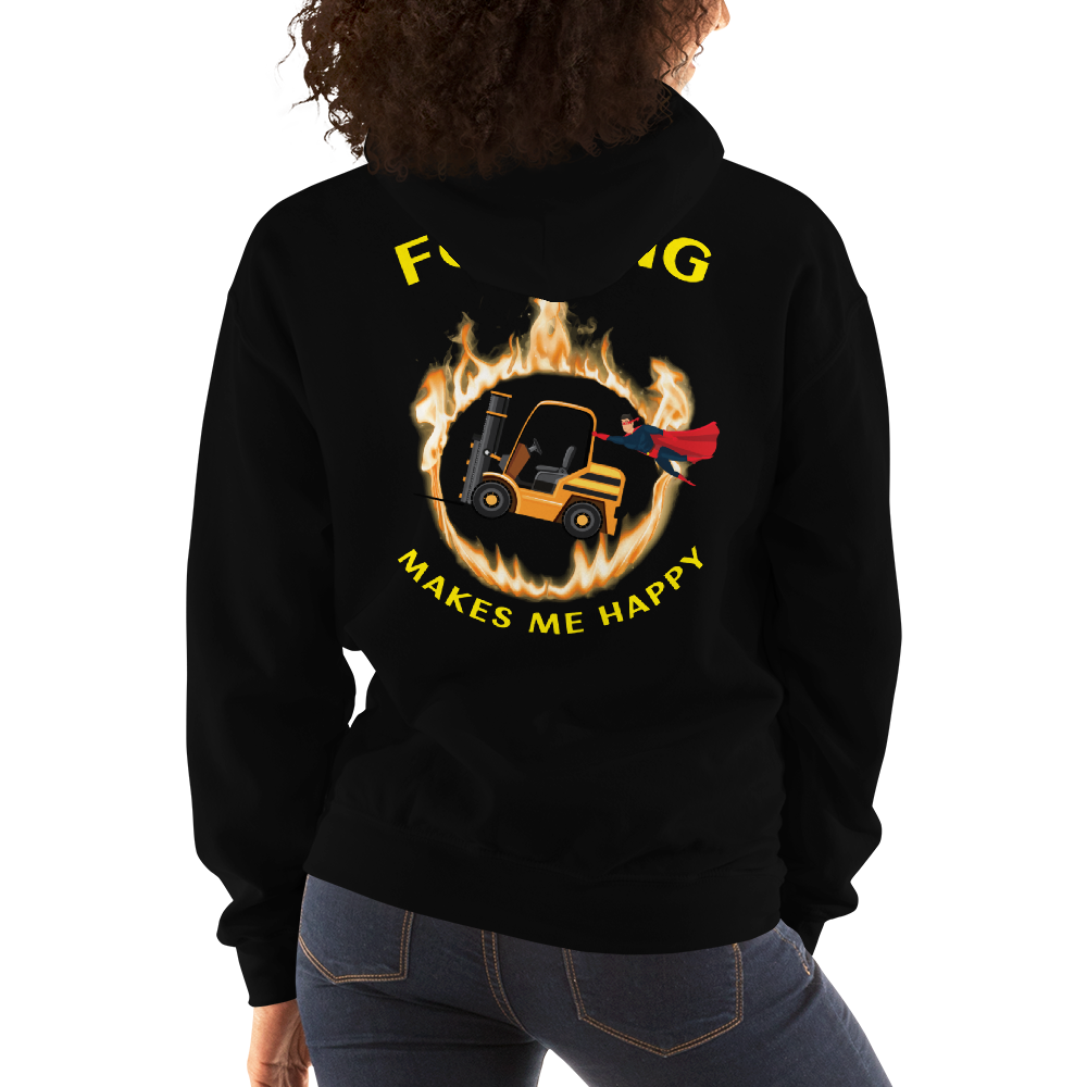 Forklift Superhero in Flames Forking Makes Me Happy GY Unisex Hoodie