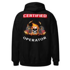 Twin Forklift Skull Flames Certified Forklift Operator RW Unisex Hoodie