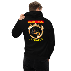 Forklift Ninja in Flames Certified Forklift Operator GY Unisex Hoodie