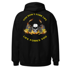 Twin Forklift Skull In, You Don't Fork Life, Life Forks You YY Unisex Hoodie