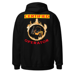 Forklift in Flames, Certified Forklift Operator GR Unisex Hoodie