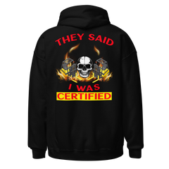 Twin Forklift Skull in, They Said I was Forklift Certified BYR Unisex Hoodie