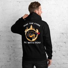 Forklift Superhero in Flames, May the Fork Be with You BGW Unisex Hoodie