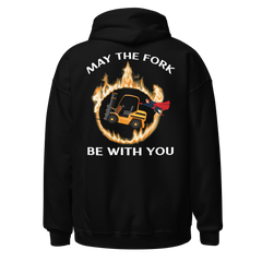 Forklift Superhero in Flames, May the Fork Be with You BGW Unisex Hoodie