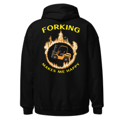 Forklift in Flames, Forking Makes Me Happy BGY Unisex Hoodie