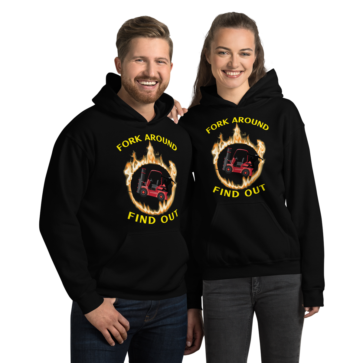 Forklift Ninja in Flames Fork Around Find Out RY Unisex Hoodie