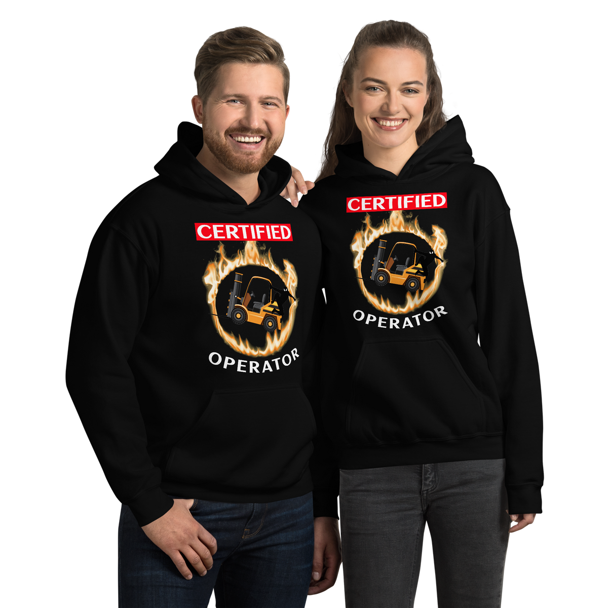 Forklift Ninja in Flames Certified Forklift Operator GW2 Unisex Hoodie