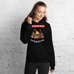 Twin Forklift Skull Flames in Certified Forklift Operator RW Unisex Hoodie