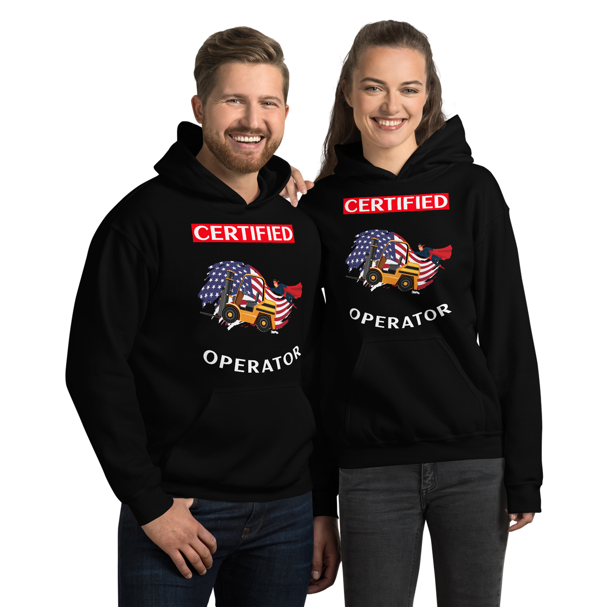 American Forklift Superhero Certified Forklift Operator GW Unisex Hoodie