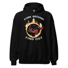 Forklift Superhero in Flames, Fork Around Find Out RW Unisex Hoodie