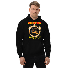 Forklift Ninja in Flames, Certified Forklift Operator GY Unisex Hoodie