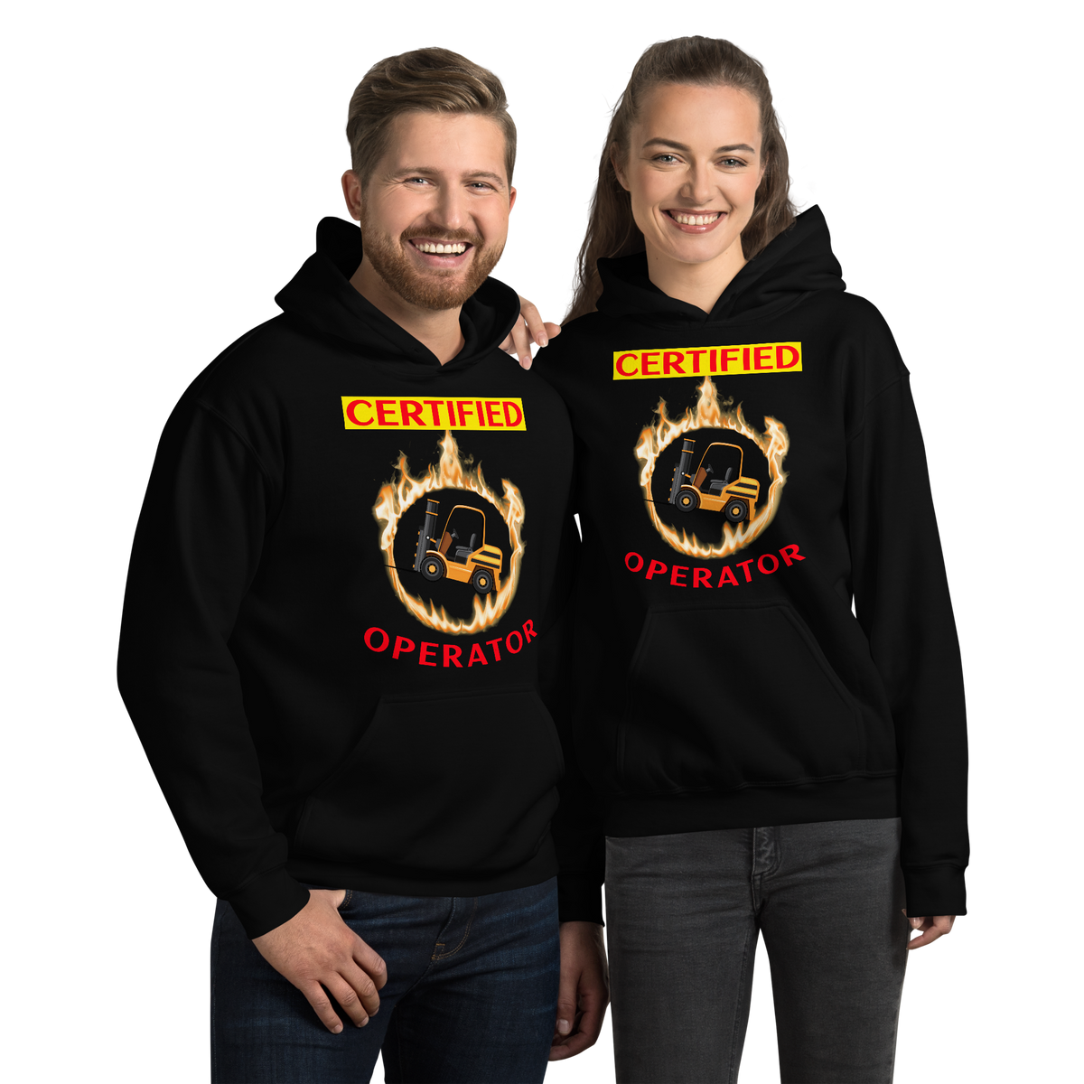 Forklift in Flames, Certified Forklift Operator GR Unisex Hoodie