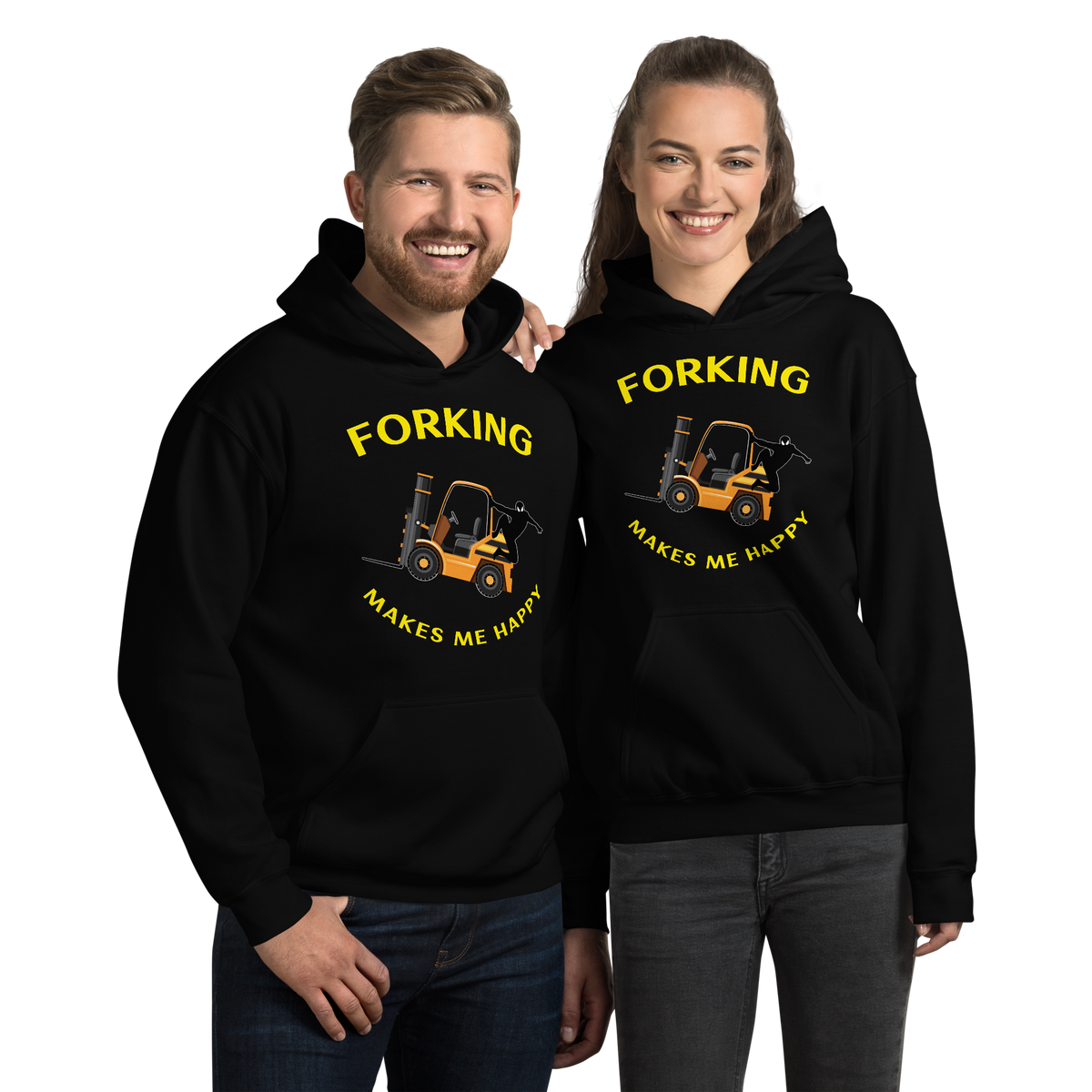 Forklift Ninja Forking Makes Me Happy GY Unisex Hoodie