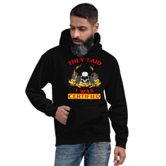 Twin Forklift Skull in They said I was Forklift Certified YR Unisex Hoodie