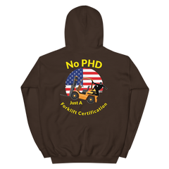 American Forklift Ninja, No PHD Just A Forklift Certification GY Unisex Hoodie