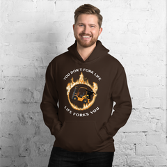 Forklift Ninja in Flames, You Don't Fork Life, Life Forks You GW Unisex Hoodie